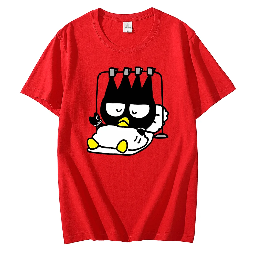 Kawaii Kuromi BADTZ MARU printed T-shirts spring and autumn Sanrio cartoon casual sports street printed T-shirts