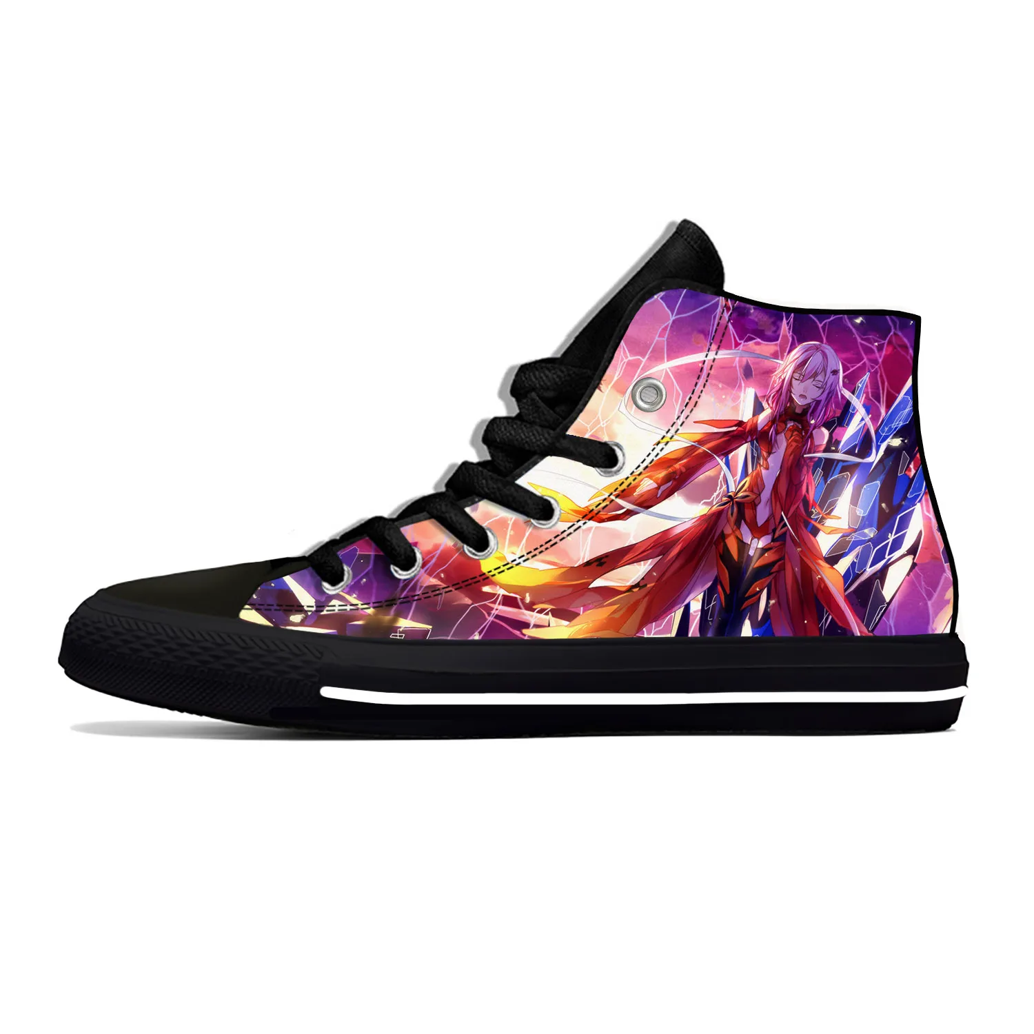 Hot Anime Guilty Crown Black High Top Sneakers Mens Womens Teenager High Quality Canvas Sneaker Casual Couple Shoes Custom Shoe