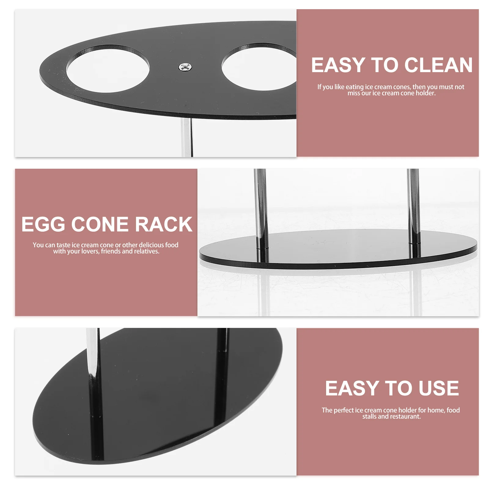 

Ice Cream Cone Stand Acrylic 3-Hole Holder For Waffle Cone Sushi Hand Roll Dessert Display Rack Kitchen Gadget