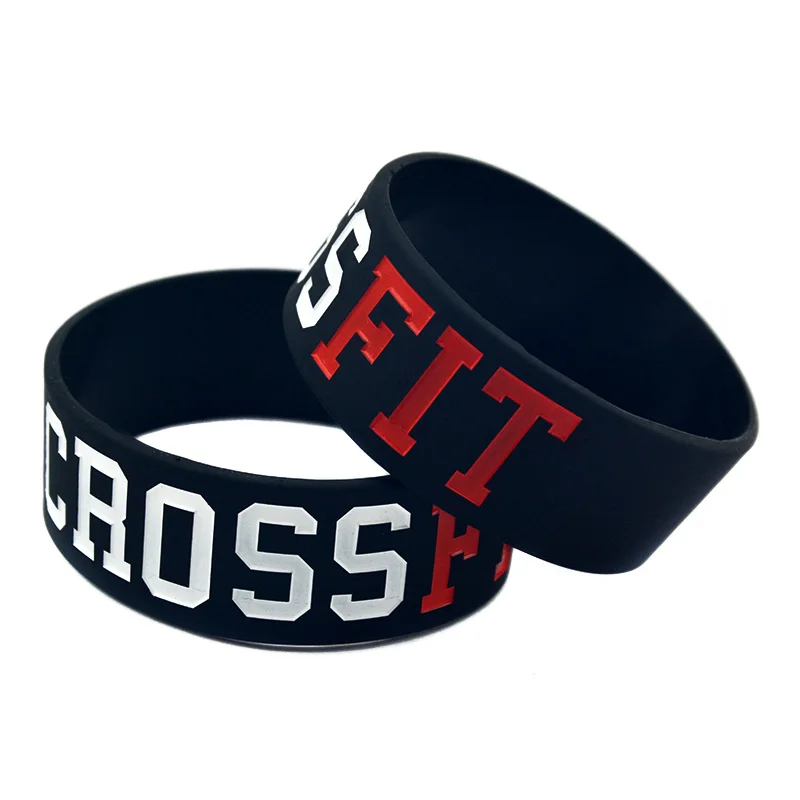 1 PC Crossfit Silicone Wristband One Inch Wide 5 Colors Bracelets Debossed Printed Sport Jewelry Gifts Bangle