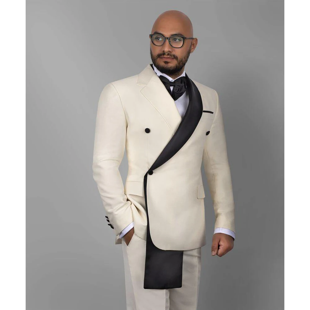 

Fashion Design Double Breasted Men Suit Two Pieces(Jacket+Pants) Lapel Outfits Chic Casual Party Prom Wedding Set