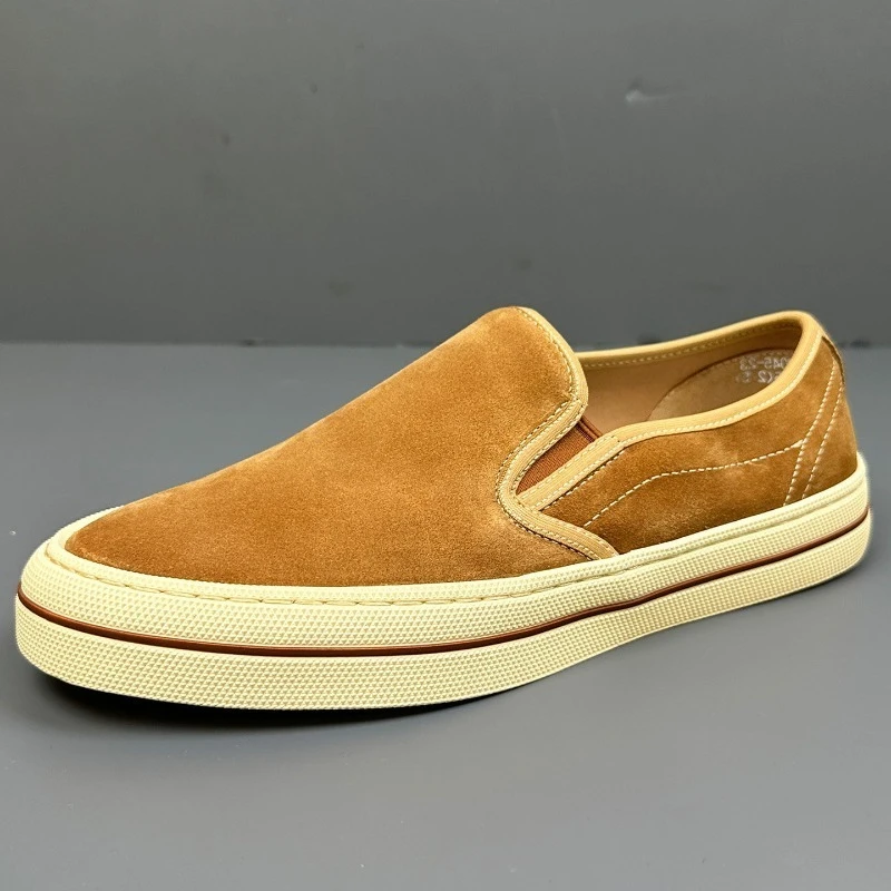 Designer Luxury Loafers Cow Suede Genuine Leather Formal Casual Leather Shoes Men's Oxfords Breathable Sport Board Shoes Male