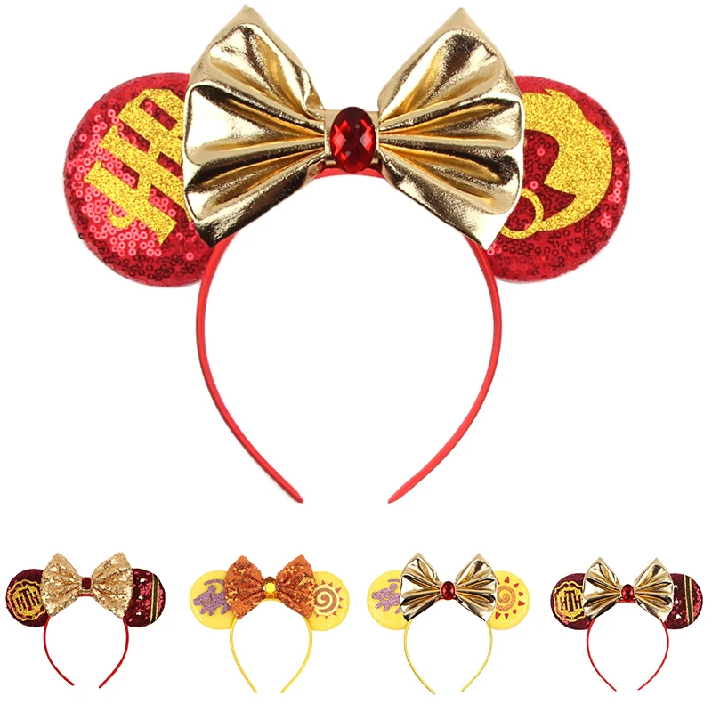 

Retro Disney Princess Hair Hoops Embedded Gemstone Sequins Minnie Mouse Ear Bow Headband Party Holiday Wear Women Hair Accessory