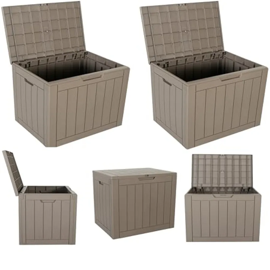 

Set of 2 Indoor Outdoor Storage Boxes 30 Gallon Resin Deck Containers for Package Delivery Patio Furniture Cushions Garden Tool