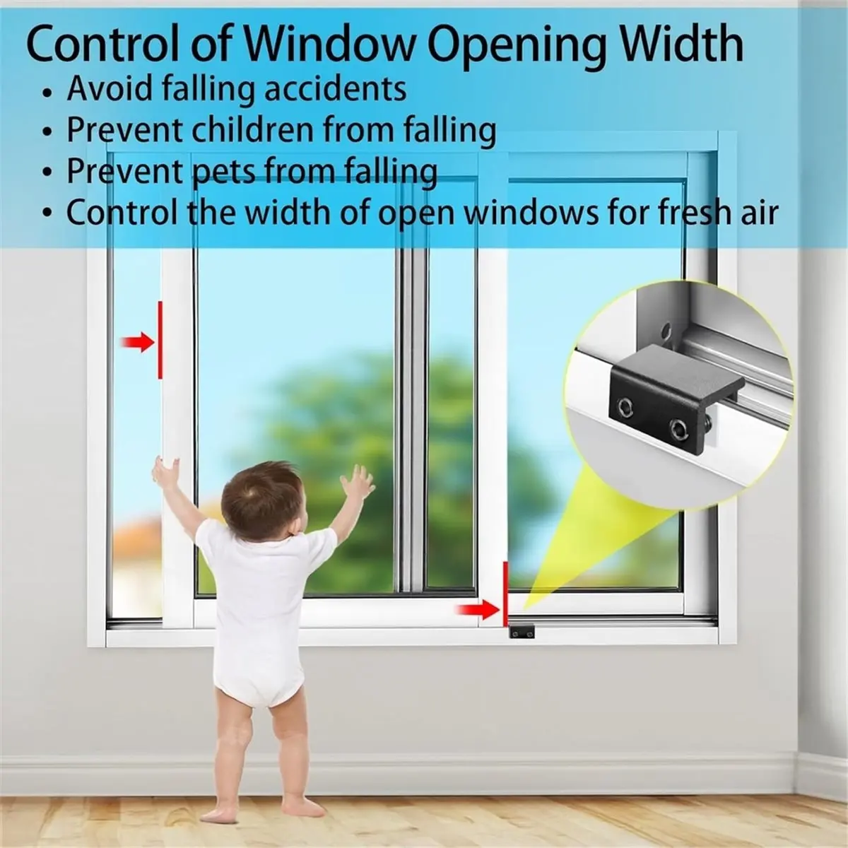 PHONE&GEAR Window Locks,Sliding Window Locks with Key,Easv to Install,Adjustable Security Window Lock for Patio Bedroom Home, 8