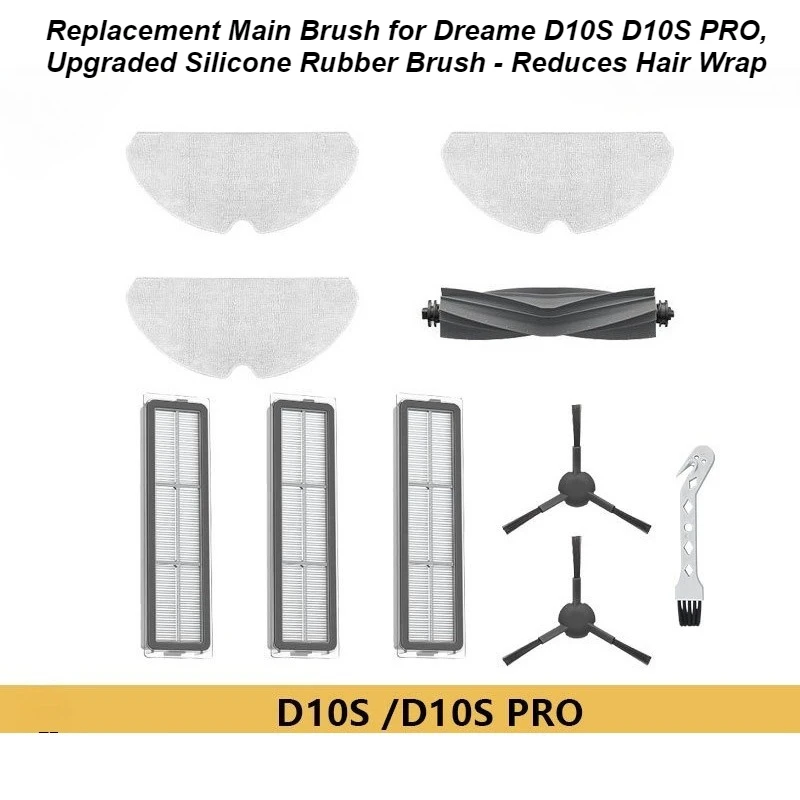 

Replacement Main Brush for Dreame D10S D10S PRO, Upgraded Silicone Rubber Brush - Reduces Hair Wrap