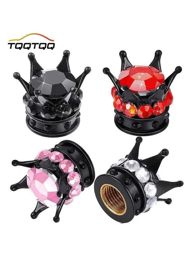 AliExpress TQQTQQ 4Pcs/Set Bling Tire Valve Stem Caps, Pure Handmade Rhinestones Universal Crown Car Wheel Tire Valve for Car, Bicycle, Motorcycle