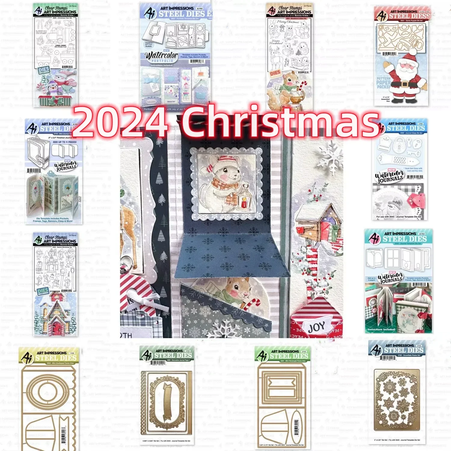 2024 Christmas Santa Bears Critters Portfolio Clear Stamps Snowflake Frame Metal Cutting Dies DIY Scrapbook Craft Decoration