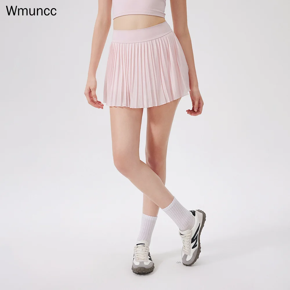 

Wmuncc Юбка для йоги Женская эластичная высокая талия с внутренними шортами Карманные шорты для гольфа Теннисные шорты Сетчатый плиссированный дизайн Дышащий