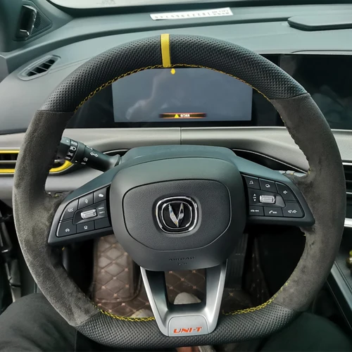 Imagen 2 del producto Funda antideslizante de fibra de carbono para volante de coche, cubierta deportiva de cuero genuino, cosida a mano, para Changan UNI-T, 2020, 2021, 2022