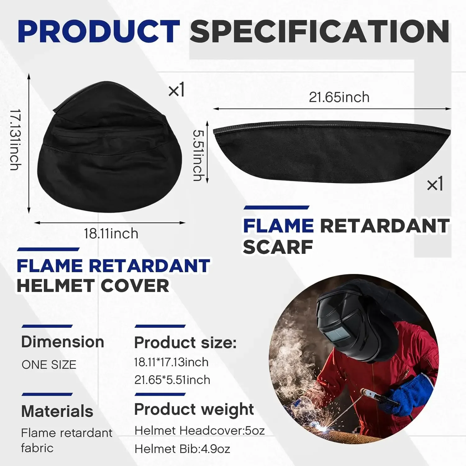 1 Sets of Welded Helmet Covers and Helmet Bib Sets, with Welded Accessories Featuring a Press Fit Seal to Protect the Neck, Suit