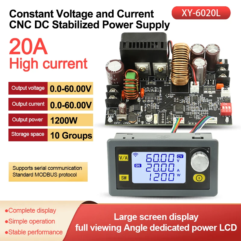 XY6020L 20A/1200W CNC Voltage Regulator Power Supply DC Adjustable Stabilized Constant Voltage Constant Current Step-Down Module