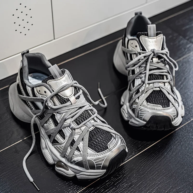 

Four Seasons, новая модная мужская повседневная спортивная обувь в стиле пэчворк на толстой подошве, увеличивающая рост, дышащая и модная