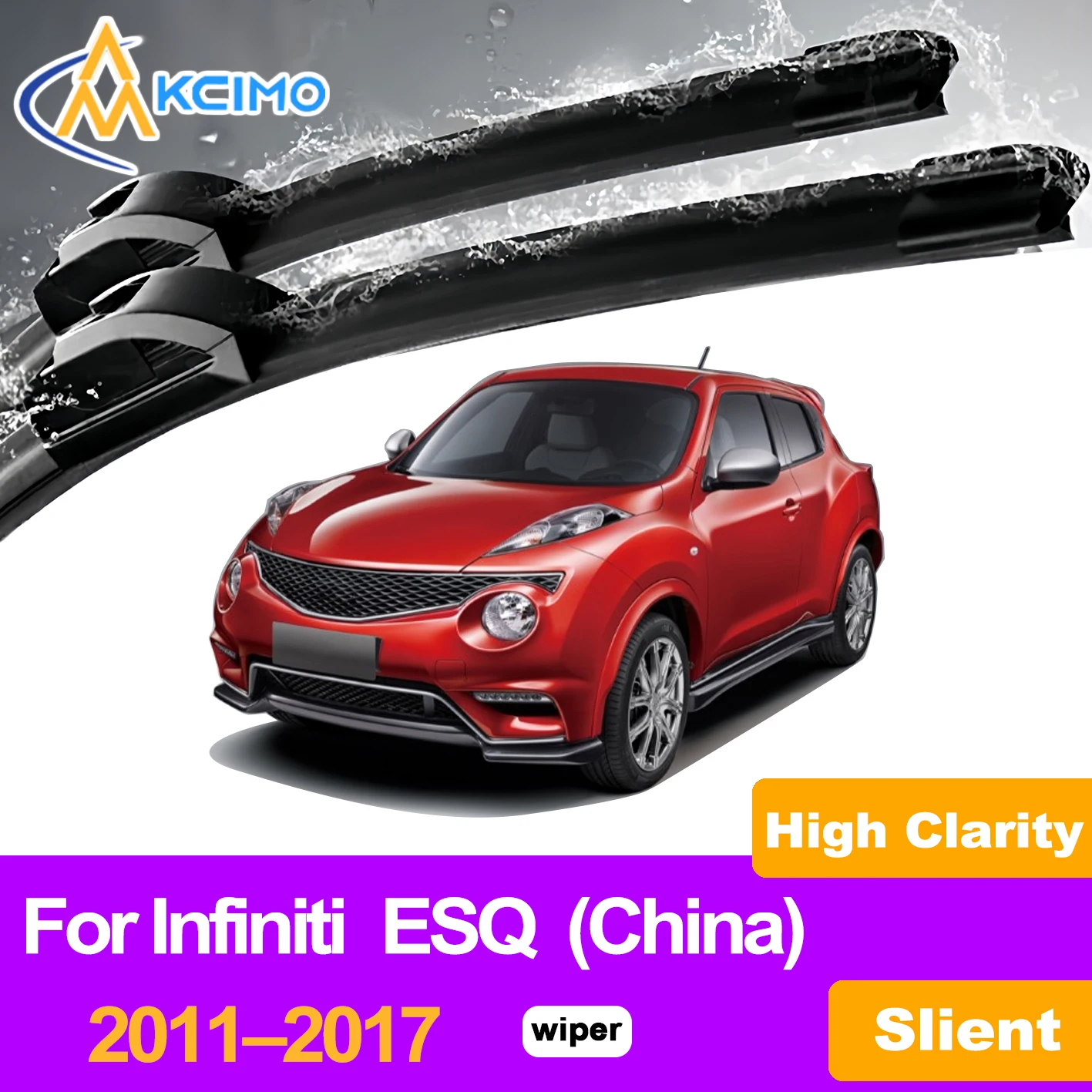 

KCIMO 2PCS Front Windshield Wiper Blades For Infiniti ESQ (China) 2011–2017, No Streak Silent Wiping Anti-aging All Weather