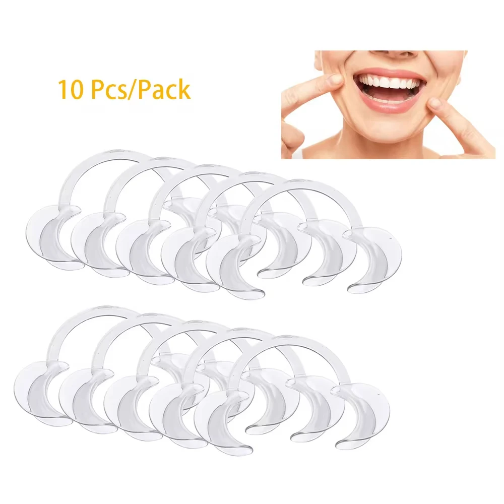 NIGF 10Pcs/Set Dental Cheek Retractor C Shape Teeth Whitening Intraoral Cheek Lip Opener Dentist Orthodontic Tool Clear supplies