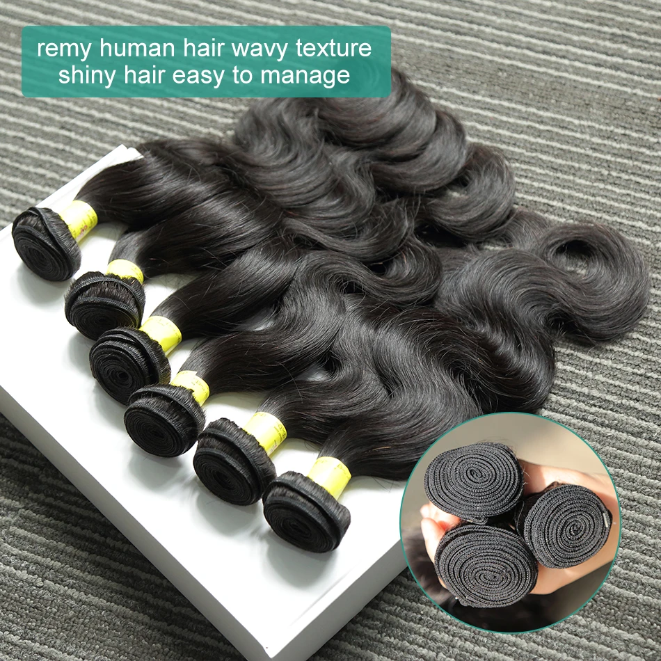 

Raw Unprocessed Brazilian Virgin Hair Body Wave Bundles 4 Bundles Silky Smooth Human Hair Weave Extensions 26 28 30 32 Inches Natural Black Body Wave