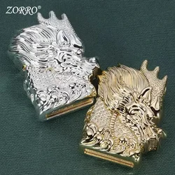 ZORRO New Creative Luxury 3D Dragon Carving Retro Metal Welding Grinding Wheel Kerosene Lighter Men's Smoking Accessories Gift