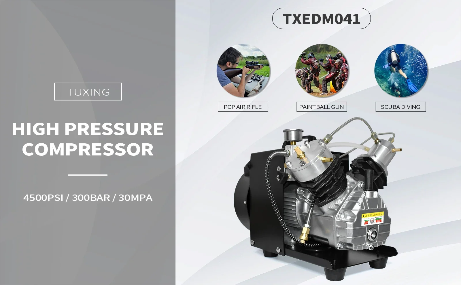 لخزان الغوص TXEDM041 4500Psi ضاغط هواء PCP عالي الضغط مع مروحة مدمجة ذات اسطوانة مزدوجة هوائية #3