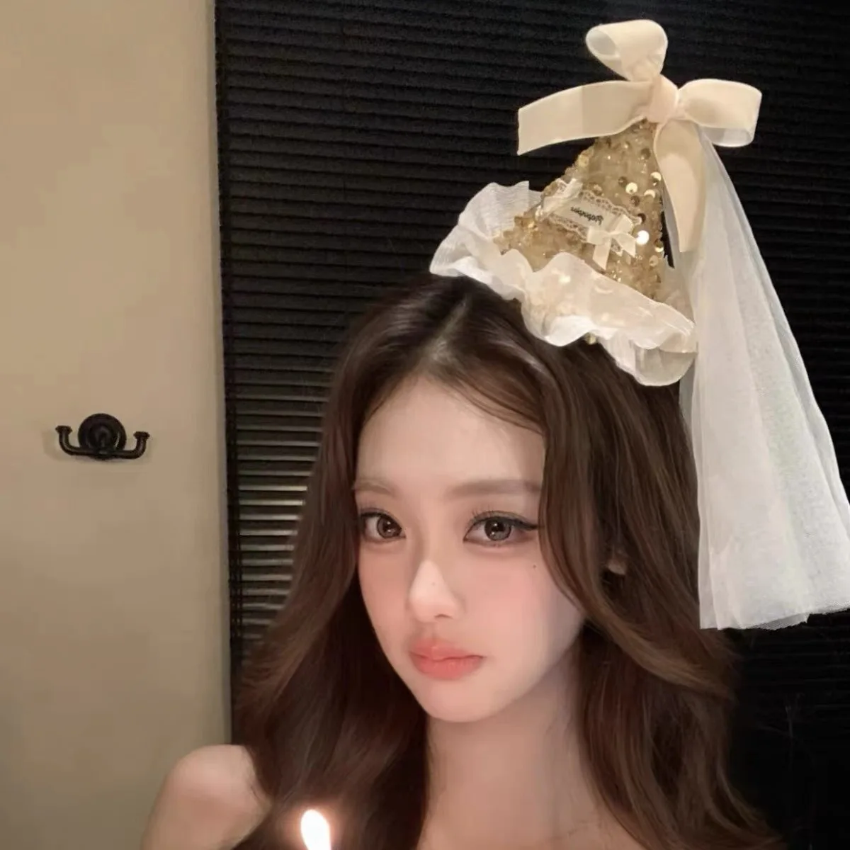 เครื่องประดับผมรูปโบว์ติดหมวกประดับเลื่อมสำหรับเด็กผู้หญิง