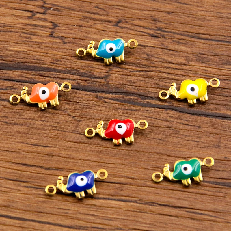 10Pcs 6X15mm 6 Color Stainless Steel Gold Elephant Eye Connector Pendant DIY Bracelet Necklace For Jewelry Making Accessories