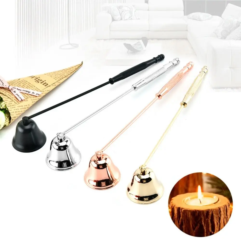 Stainless Steel Candle Extinguisher Snuffer Bell Shape Cover with Long Handle Candle Stopper Wick Snuffer Anti-Slip