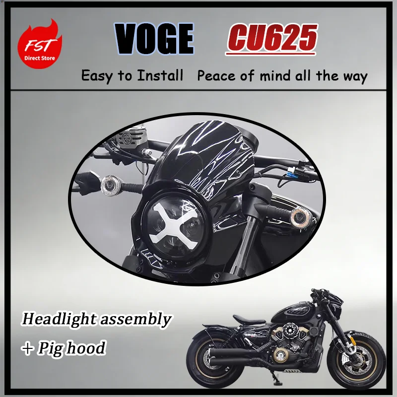 

For VOGE CU625 5.75 Inch Special Pig Head Fairing Retro Headlight Front Cowl Wind Deflector High Strength Decorative Accessory