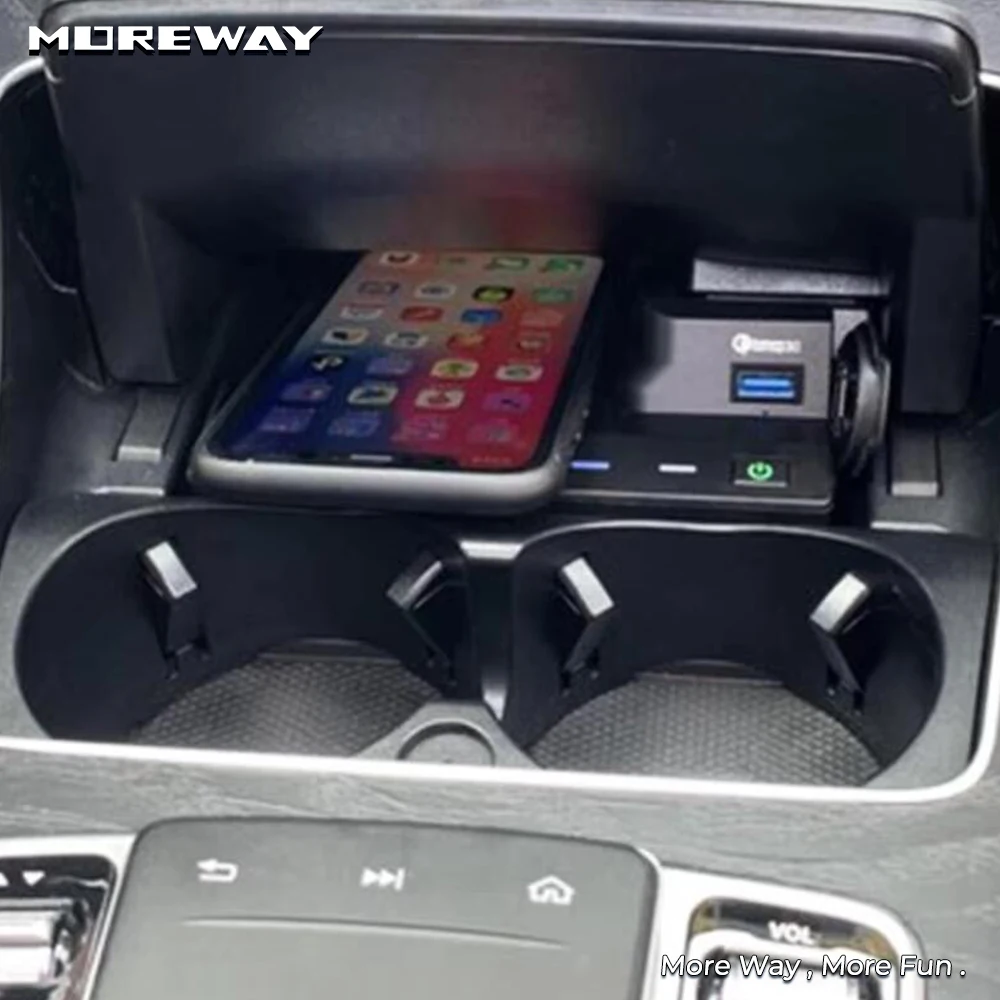 15W car Fast wireless charger for Mercedes Benz W205 C43 C63 GLC X253 charging stand phone mount cup holder accessories