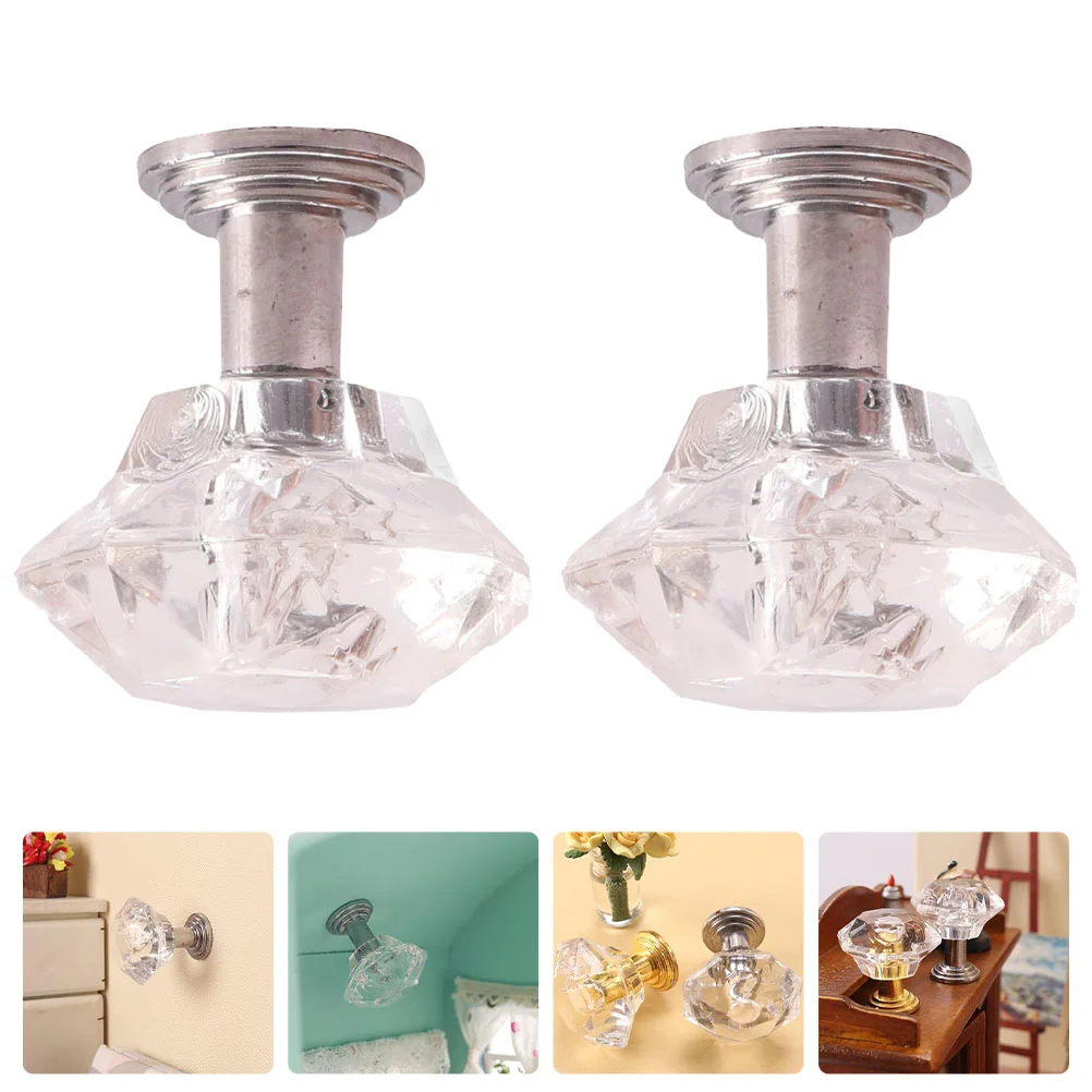 2 Pcs Chandelier Miniature Hanging Lamp Simulation Furniture Pretend Toy Decoration Ceiling Adornment Acrylic Ornament House