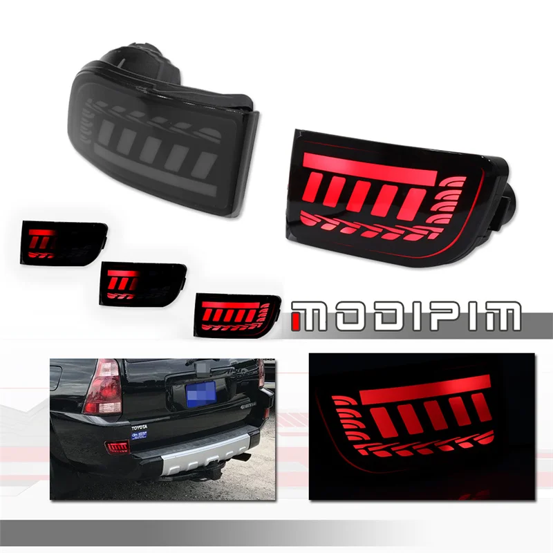 Red LED Rear Bumper Reflector Tail/Brake & Turn Signal Lights For Toyota 4Runner 2003-2005 & Land Cruiser Prado 120 2002-2009