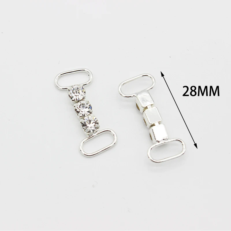 2Pcs 28/135/160MM Single Row Rhinestone Chain Bikini Connectors/Buckle Reinforcement Of Flat Chains Metal Crystal Bikini Buckle