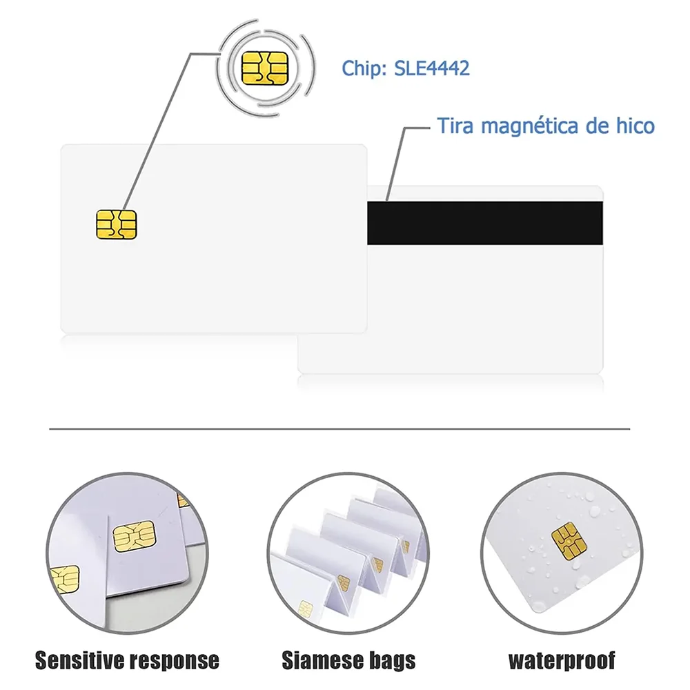 30Ps 2 in 1 White PVC Card Contact SLE4442 Chip Smart IC Blank Hico Magnetic Stripe Smart Card Contact IC Card Intelligent Card