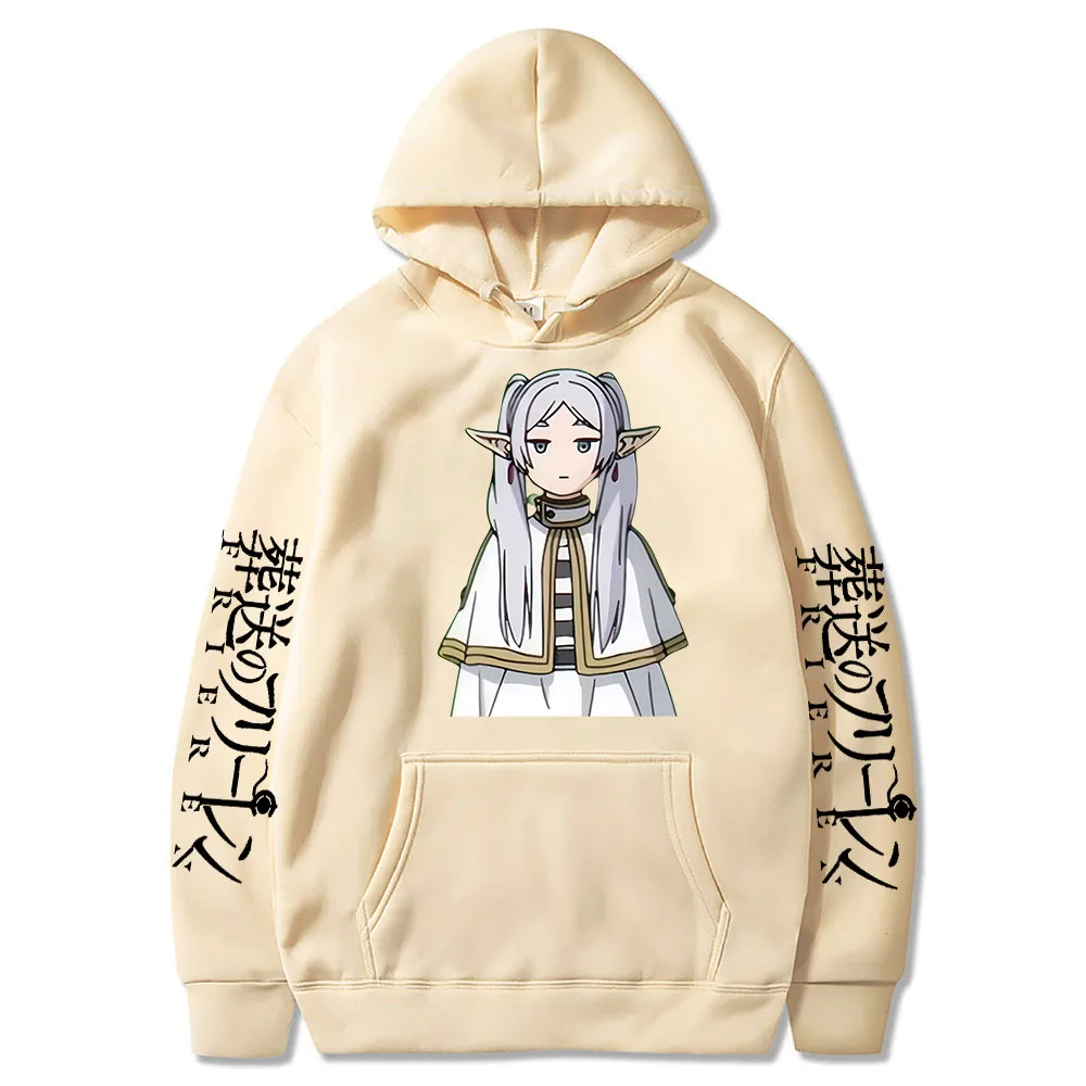 2024 Anime Frieren Voorbij Het Einde Van De Reis Hoodie Voor Dames Kawaii Geprint Streetwear Herfst Winter Fleece Losse Plus Size Sweatshi