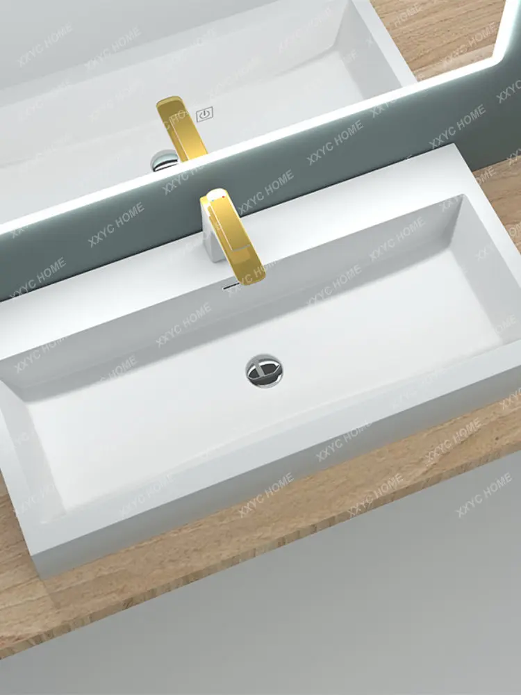 Artificial Stone Integrated Molding Table Basin Square Wash Basin Bathroom Wall Washbasin