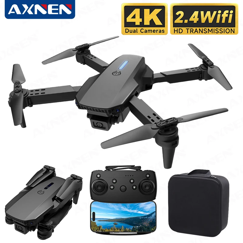 AXNEN E88 Pro RC WiFi FPV Drone 4K Professional With 1080P Wide Angle Dual HD Camera Foldable Quadcopter Height Hold Toys Gift