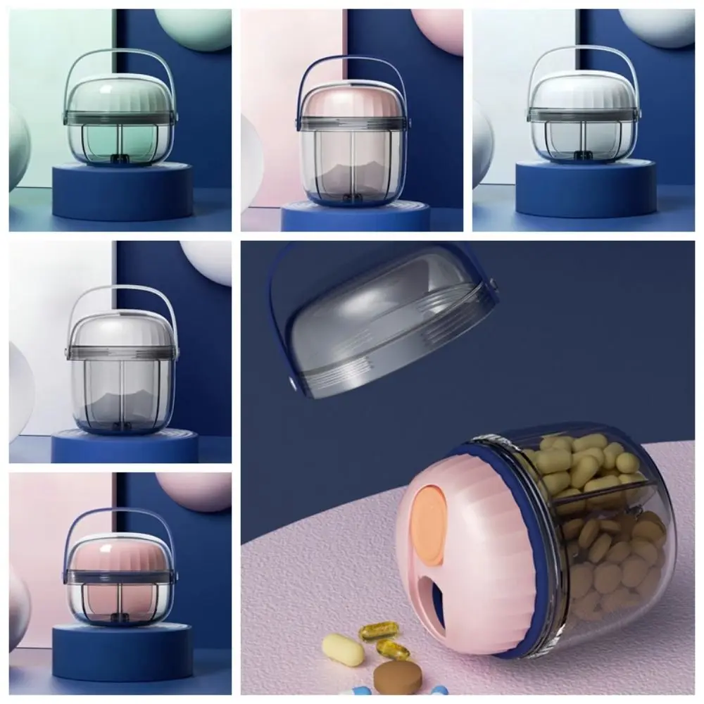 

4 Grids 7 Day Pill Box Moisture-proof Handle Storage Box Mini Pill Box Transparent Convenient Travel Medicine Organizer Pill Box
