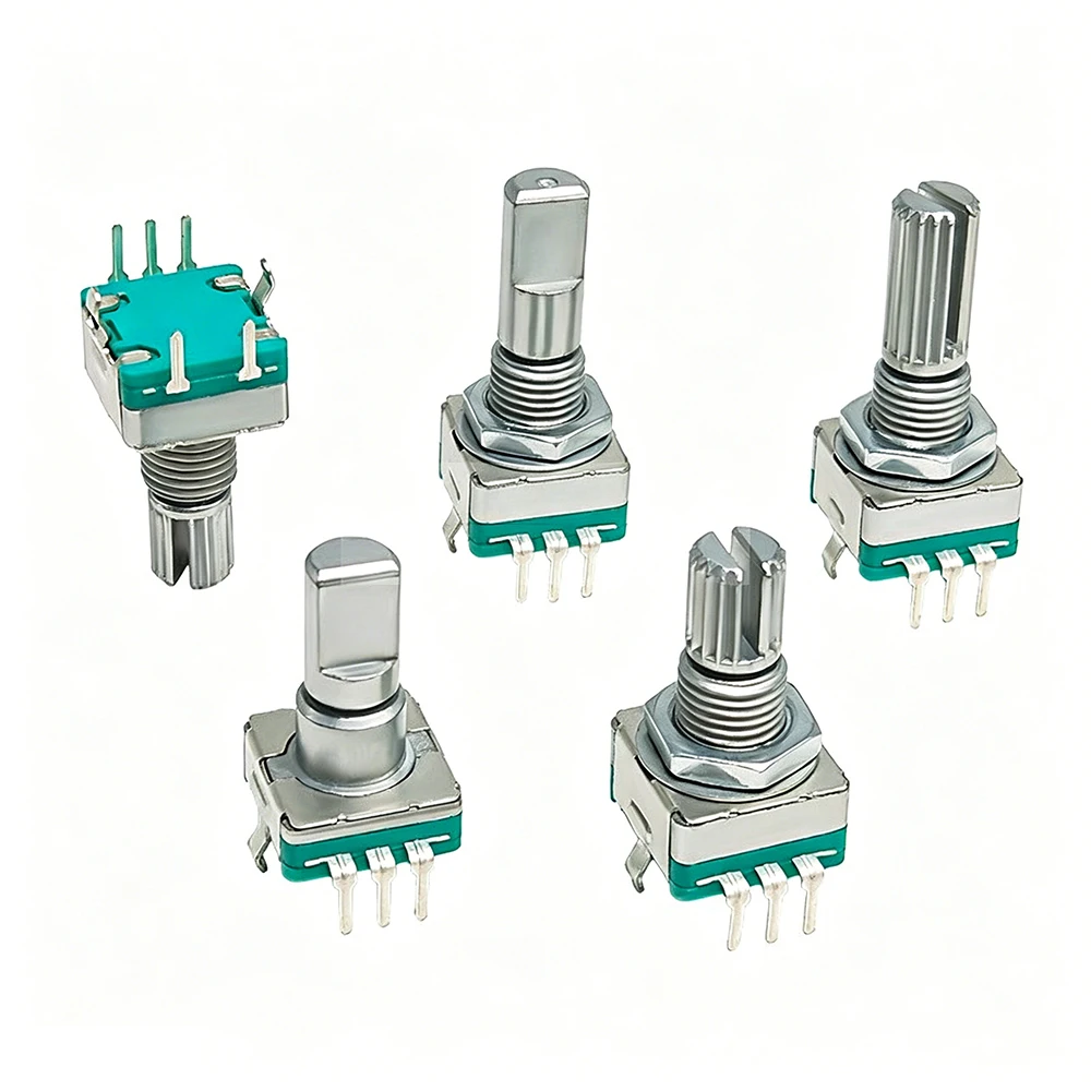 100PCS EC11 Rotary Encoder 20 Position 360 Degree Rotation Encoder with Push Button Switch 5Pin Long Handle 15mm/20mm