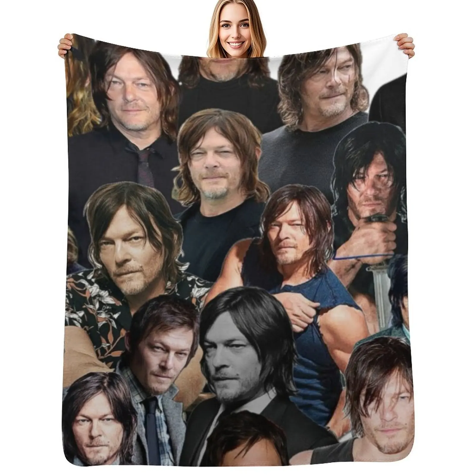 

norman reedus Photo collage Throw Blanket cosplay anime Summer Beddings Large christmas gifts Blankets