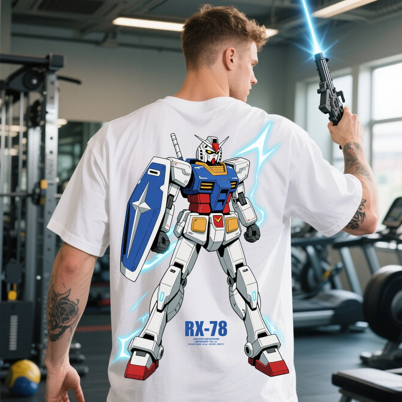 

Summer Pure Cotton Round-neck Short-sleeved T-shirts for Men and Women Are From The Famous Anime "Mobile Suit Gundam RX-78"