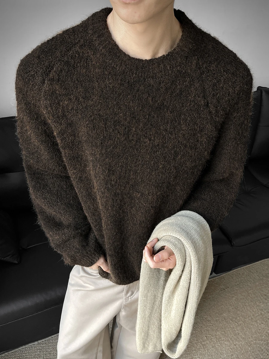 

Men's Woolen round Ne Knitwear Thi Warm Winter Inner Wear Loose Soft Men's Sweater Winter Clothes Polyester Rayon Nylon Wool