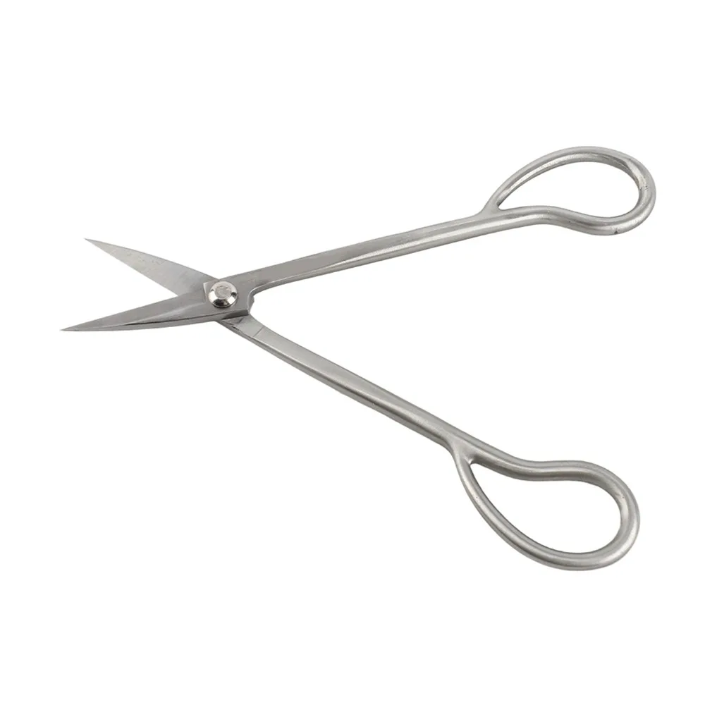 Stainless Steel Bonsai Pruning Scissors Silver Sharp Blades Bonsai Root Cutting Tools Butterfly Handle Hand Operated