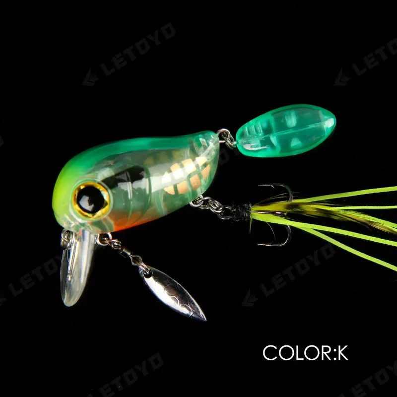 Floating Micro Crankbaits 30mm2g Artificial Surface Wake Bait Crank Wobbler Shallow Topwater Fishing Lures for Trout Bass