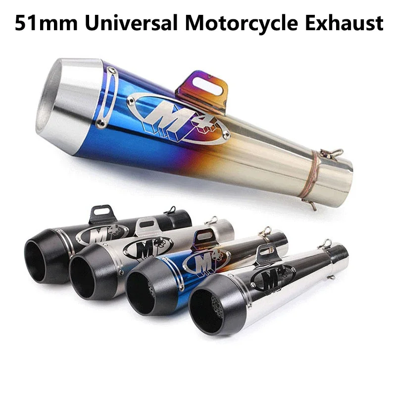 

51mm Universal Motorcycle M4 Exhaust Muffler Pipe M4 Exhaust Tube Modification For TMAX50 GSX250 ZX4R NINJIA400 Z900 FZ1N R6 ETC