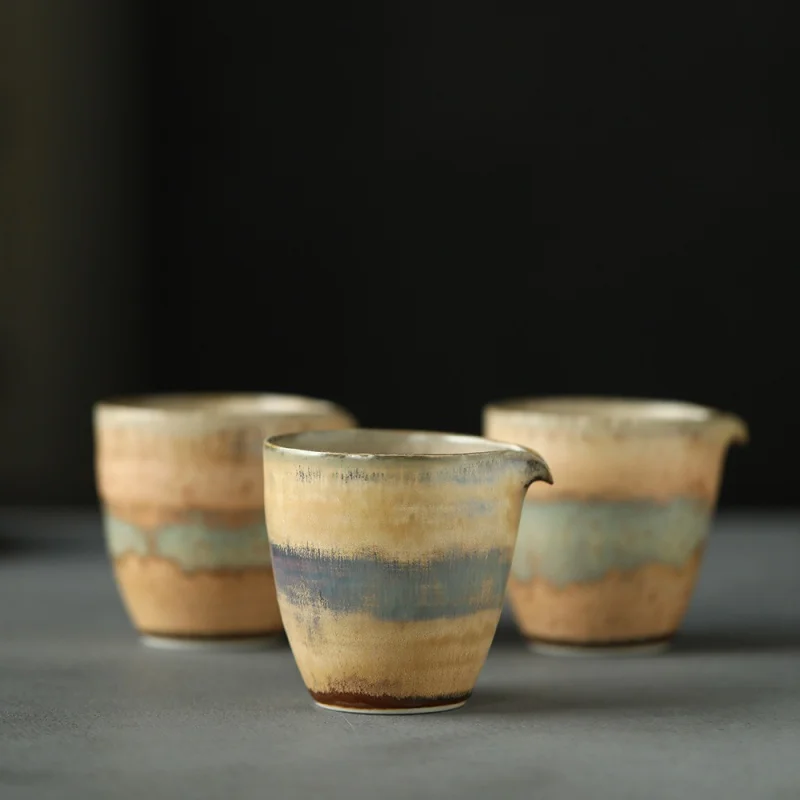 ★Mr. Qing Jingdezhen Handmade Coarse Pottery Pitcher Antique Tea Pot Fair Cup Kong Fu Tea Set Han Style