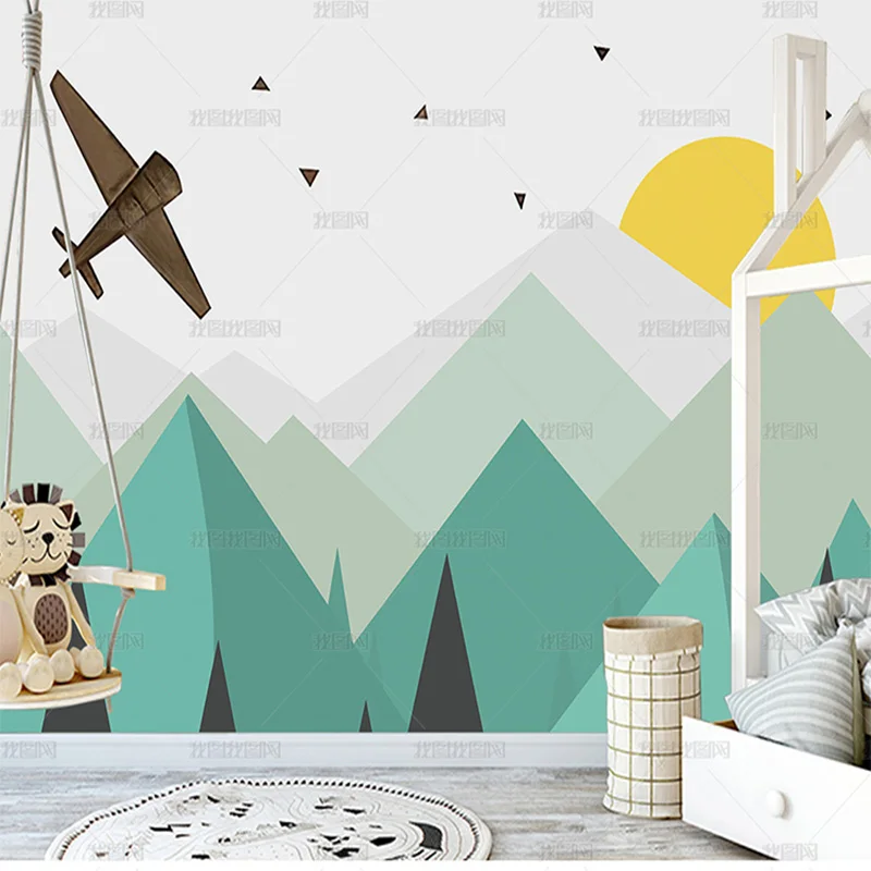 

Пользовательские 3D скандинавские абстрактные обои контрастные цвета линия геометрия горный крыльцо ТВ гостиная фреска спальня детская комната 8d