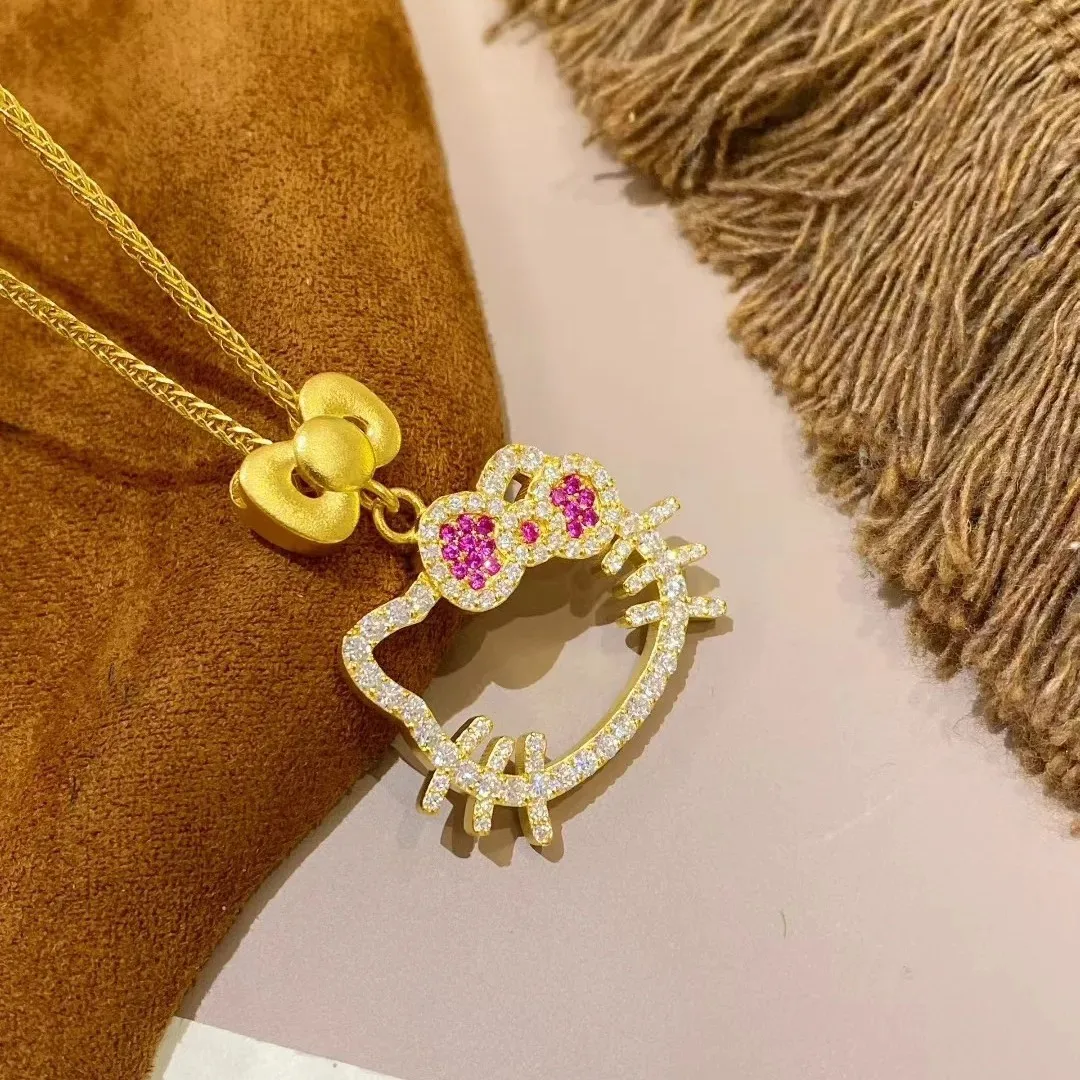 

Sanrio мультфильм Hello Kitty модное девичье сердце ожерелье ключицы цепочка студенческая вечеринка подарок другу на день рождения подарок девушке