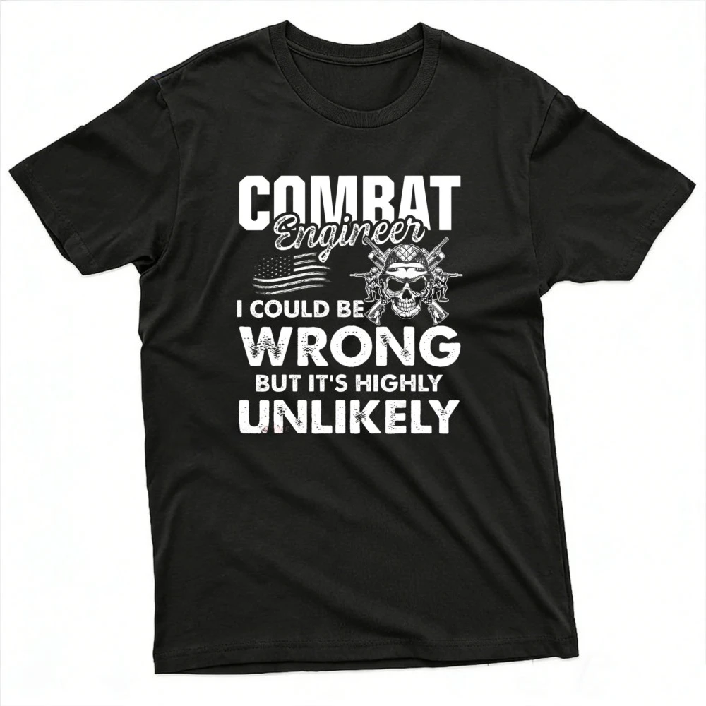 Combat Engineer Distressed American Flag U.S. Military T-Shirt Retro Fashion Gothic Style Men Tops Streetwear Clothes