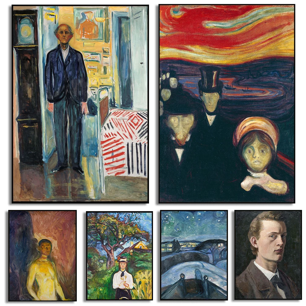 1pc frameless Canvas Painting Norway Painter Edvard Munch Works Posters Expressionist Prints Canvas Painting Wall Art Pictures H