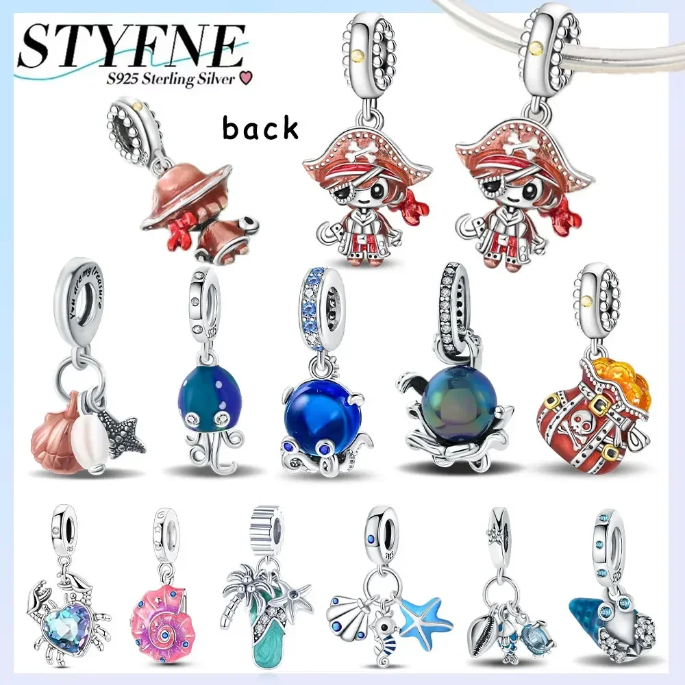 

Подвески 925, посеребренные оригинальные шкатулки с сокровищами, морской осьминог, краб, пиратские бусины, подходят для браслета, женские аксессуары, ювелирные изделия, подарок «сделай сам»