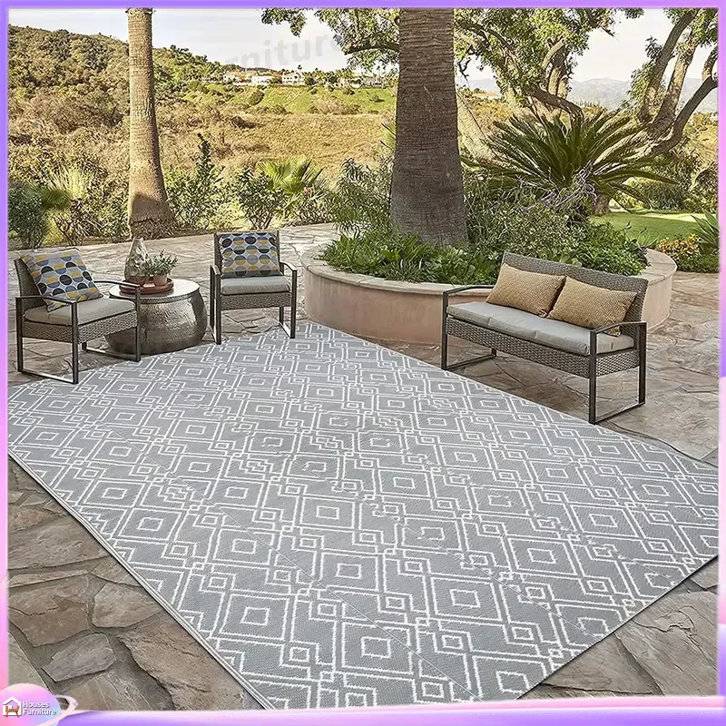 Custom Waterproof Folding Outdoor Carpet PP Plastic Terrace Rug Anti Slip Patio Mat Portable Picnic Blanket Garden Floor