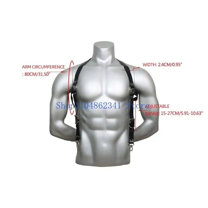 5asd ผู้ชายเสื้อผ้าเซ็กซี่แขวนกลับเข็มขัดหมุดโลหะสายรัดหน้าอกเข็มขัดหนัง